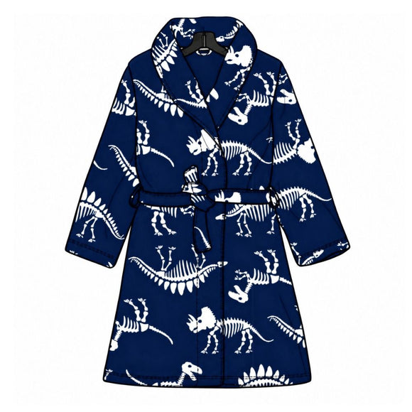 Sleep On It Boys Fleece Robe With Slippers - Navy Dino - Sleep On It Kids