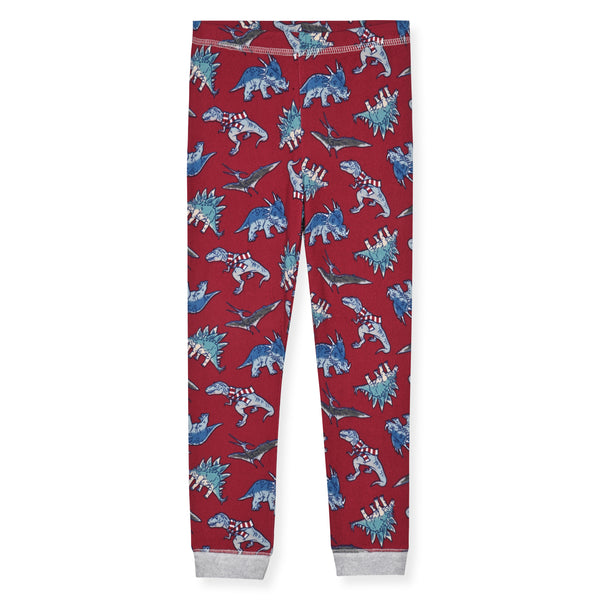 Sleep On It Boys Snuggle Jersey Tight Fit Set with Matching Socks- Burgundy Dinosaur - Sleep On It Kids