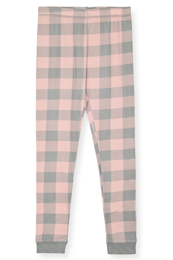 Girls 2-Piece Super Soft Jersey Snug-Fit Pajama Set- Plaid, Pink & Grey Pajama Set for Girls - Sleep On It Kids