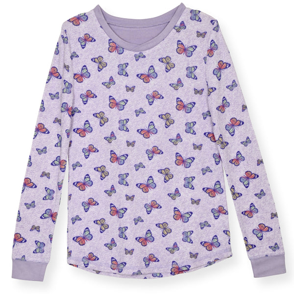 2-Piece Girls Super Soft Jersey Snug-Fit Pajama Set- Butterfly, Purple Pajama Set for Toddlers & Girls - Sleep On It Kids