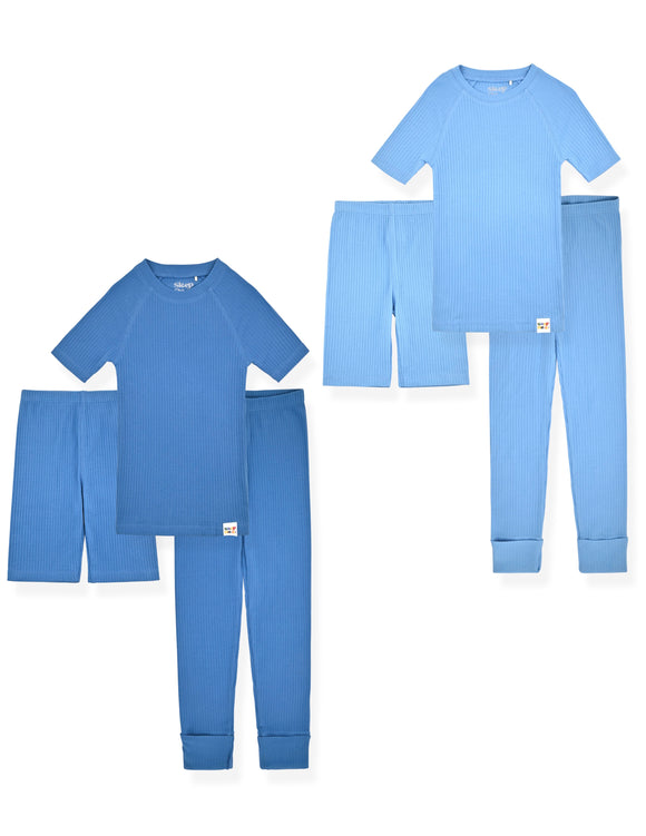 100% Organic Cotton Rib Knit Snug-Fit 6-Piece Pajama Sets for Boys & Girls. - Sleep On It Kids