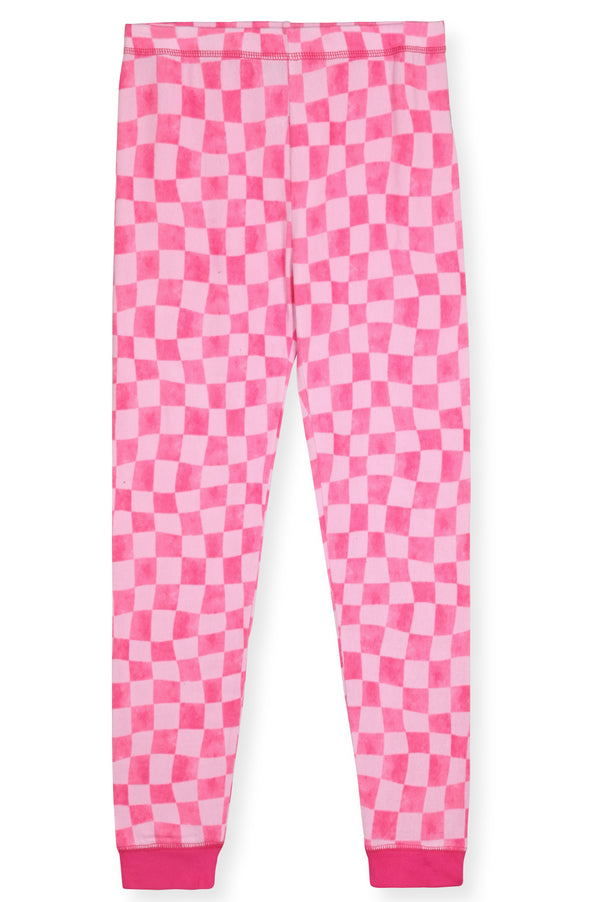 Girls 2-Piece Super Soft Jersey Snug Fit Pajama Set- Checks. - Sleep On It Kids