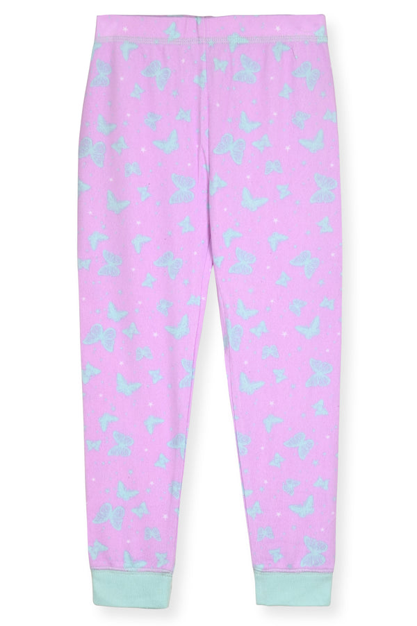 Girls 2-Piece Super Soft Jersey Snug Fit Pajama Set- Butterflies Delight, Purple & Blue - Sleep On It Kids