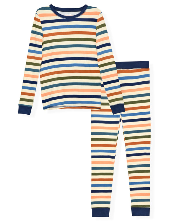 Boys 2-Piece Super Soft Jersey Snug-Fit Pajama Set- Stripes, Multicolored Pajama Set for Toddlers and Boys - Sleep On It Kids