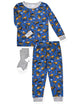 Boys 2-Piece Super Soft Jersey Snug-Fit Pajama Set with Socks - Construction Trucks. - Sleep On It Kids