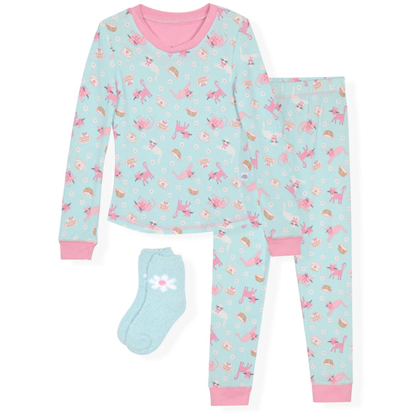 Sleep On It Girls Snuggle Jersey Tight Fit Set - Blue - Sleep On It Kids