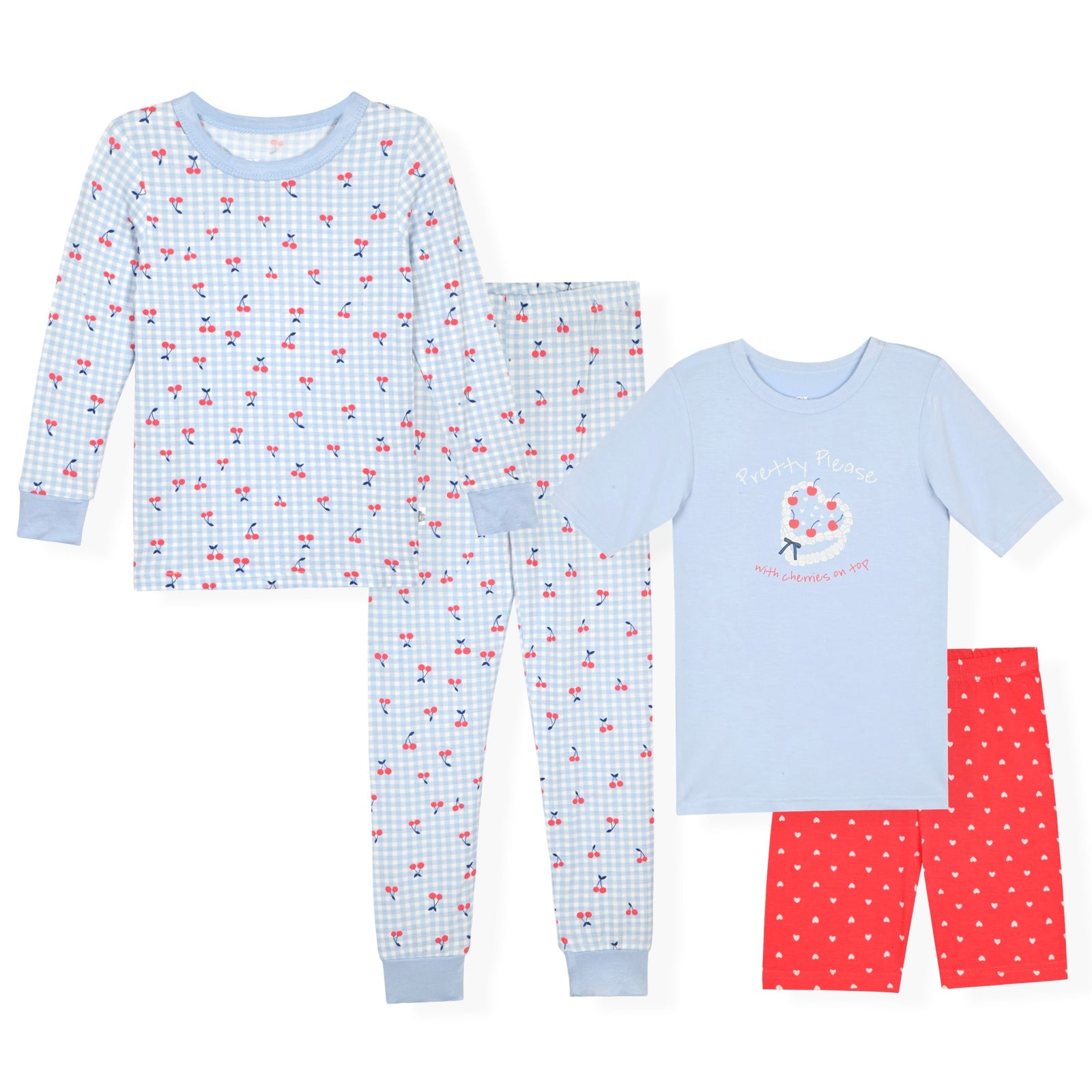 Sleep On It Girls 4Pc Bamboo Snug Fit Pajama Sets, Blue - Sleep On It Kids