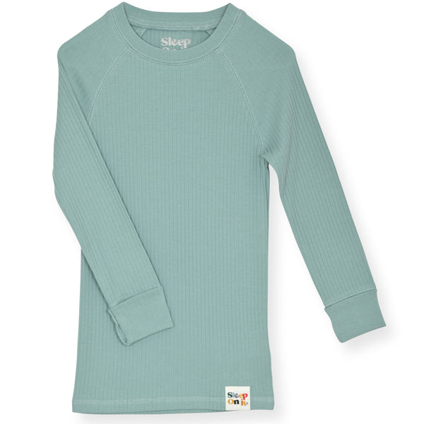 4-Piece 100% Organic Cotton Rib Knit Pajama Sets for Boys & Girls, Green & Gray - Sleep On It Kids