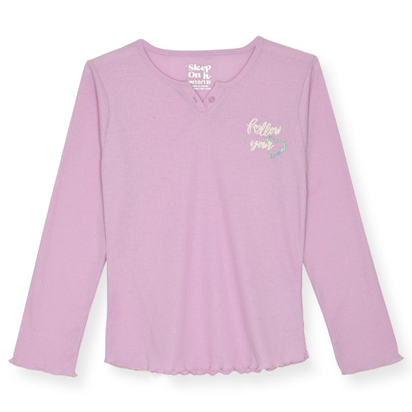 Girls 2-Piece Fleece Pajama Sets- Follow your Heart, Purple & Green Pajama Set for Girls - Sleep On It Kids