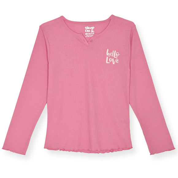 Girls 2-Piece Fleece Pajama Sets- Hello Love, Pink & Blue Pajama Set for Girls - Sleep On It Kids