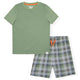 Sleep On It Boys Printed Bottom Pajama Shorts Set - Plaid - Sleep On It Kids