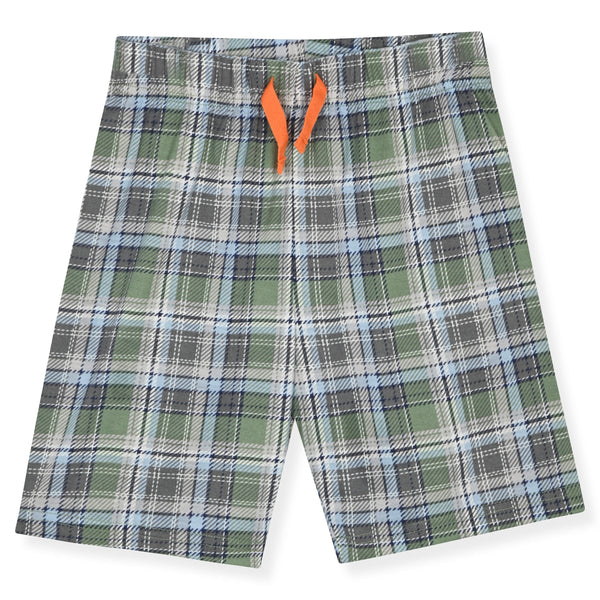 Sleep On It Boys Printed Bottom Pajama Shorts Set - Plaid - Sleep On It Kids