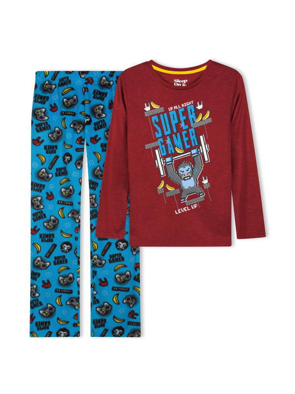 Boys Super Gamer Soft Fleece 2-Piece Pajama Sleep Set - Sleep On It Kids