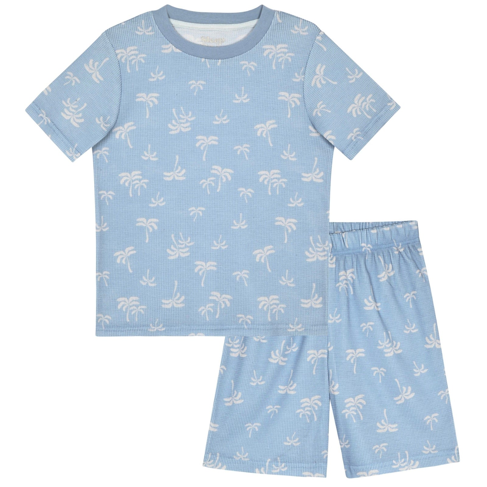 Sleep On It Boys 2Pc Waffle Thermal Pajama Shorts Set - Palm Trees - Sleep On It Kids