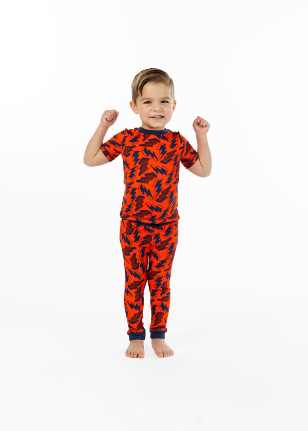 Boys Lightning Bolt Super Soft Snug Fit 2-Piece Pajama Sleep Set - Sleep On It Kids