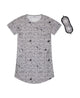 Girls Gray Cosmos Pajama Sleep Shirt With Matching Sleep Mask - Sleep On It Kids