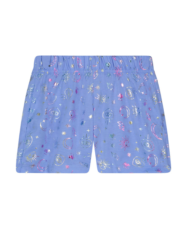 Girls Blue Celestial 2-Piece Tank Pajama Shorts Sleep Set - Sleep On It Kids