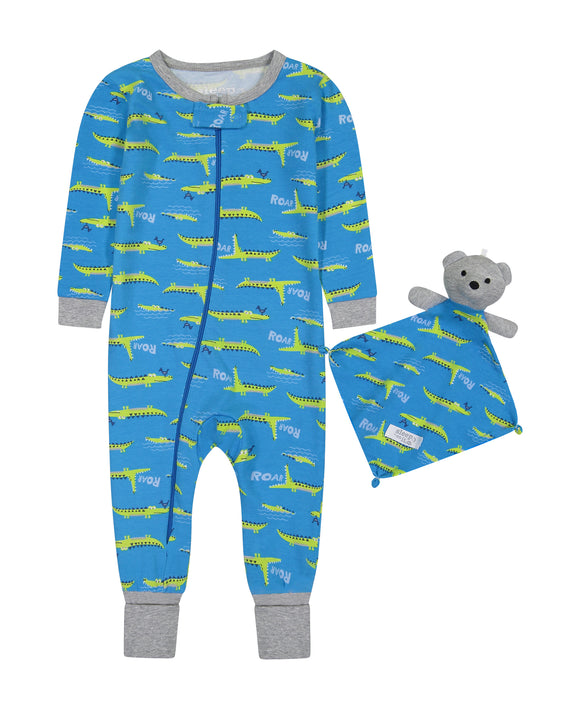 Infant Boys Little Gator Zip-Front Coverall Pajama - Sleep On It Kids