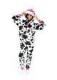 Girls Pretty Cow Leopard Zip-Up Hooded Sleeper Pajama with Built Up 3D Character Hood - Sleep On It Kids