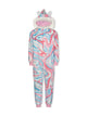 Girls Tie Dye Swirl Zip-Up Hooded Sleeper Pajama with Built Up 3D Character Hood - Sleep On It Kids