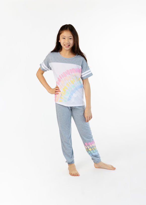 Girls Tie-Dye Rainbow 2-Piece Pajama Pants Sleep Set - Sleep On It Kids