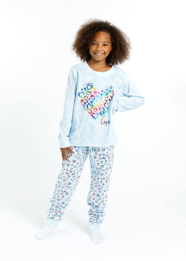 Girls Rainbow Love Velour 2-Piece Pajama Pant Sleep Set - Sleep On It Kids