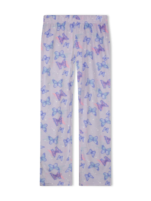 Girls Butterflies 2-Piece Button Up Fleece Coat Pajama Sleep Set - Sleep On It Kids