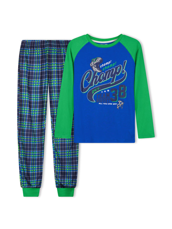 Boys Varsity Champs Brushed Jersey 2-Piece Pajama Sleep Set - Sleep On It Kids