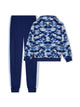 Boys Blue Camo Soft Novelty Fleece 2-Piece Hooded Pajama Sleep Pant Set - Sleep On It Kids