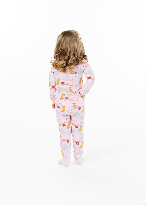 Infant/Toddler Girls Animal Zoo Snug Fit 2-Piece Pajama Sleep Set With Matching Socks - Sleep On It Kids