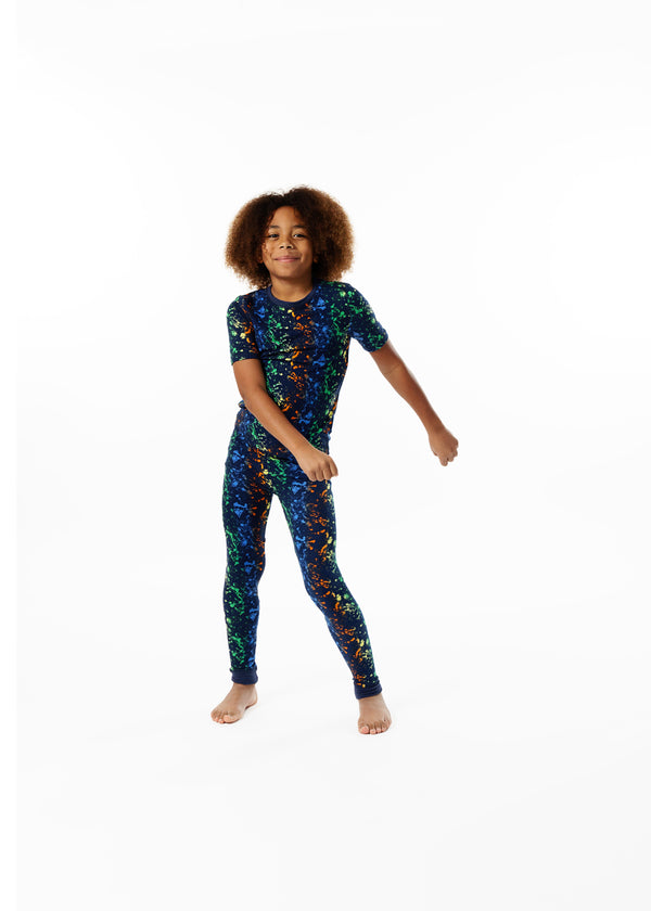 Boys Neon Splatter Super Soft Snug Fit 2-Piece Pajama Sleep Set - Sleep On It Kids