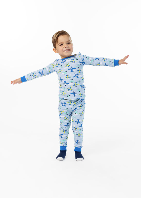 Infant/Toddler Boys Fly High Snug Fit 2-Piece Pajama Sleep Set With Matching Socks - Sleep On It Kids