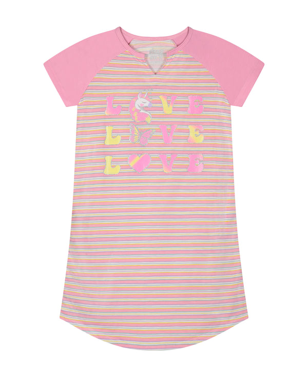 Girls Love Love Love Pajama Sleep Shirt With Matching Sleep Mask - Sleep On It Kids