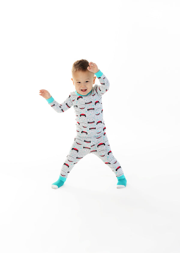 Infant/Toddler Boys Wacky Monster Snug Fit 2-Piece Pajama Sleep Set With Matching Socks - Sleep On It Kids