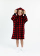 Unisex Red Plaid Wearable Cozy Fleece Blanket Hoodie - Sleep On It Kids