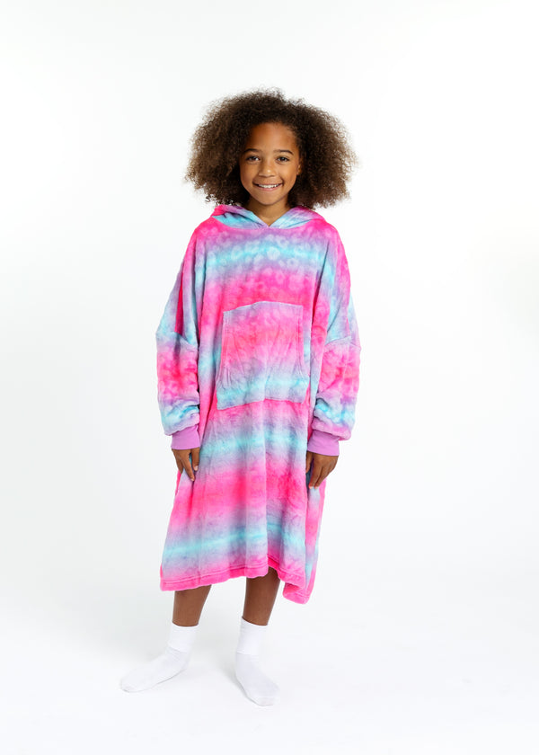 Girls Ombre Leopard Wearable Cozy Fleece Blanket Hoodie - Sleep On It Kids