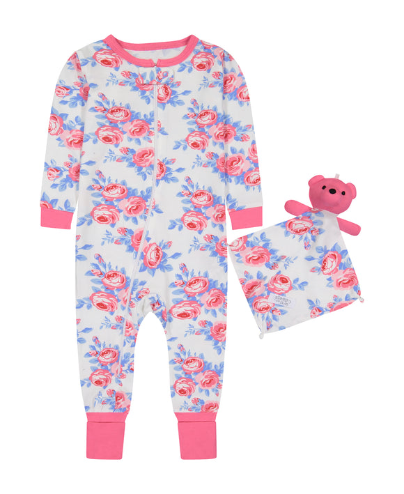 Infant Girls English Rose Zip-Front Coverall Pajama - Sleep On It Kids