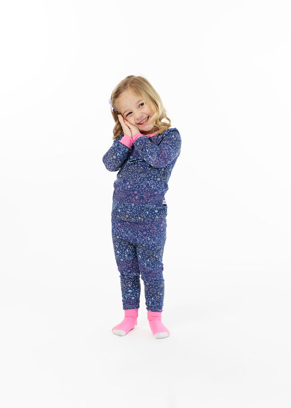 Infant/Toddler Girls Unicorn Kitty Snug Fit 2-Piece Pajama Sleep Set With Matching Socks - Sleep On It Kids
