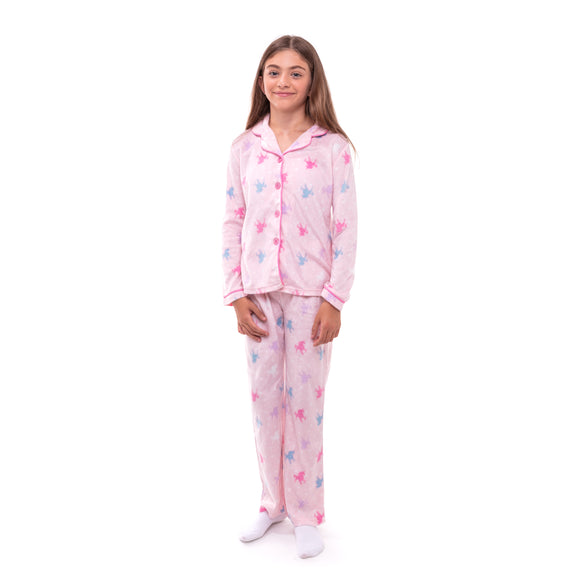 Girls Pretty In Pink Button-Down 2 Piece Set - Sleep On It Kids