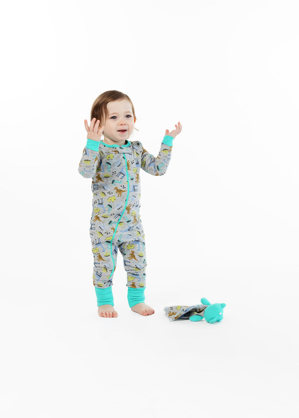 Infant Boys Little Dino Zip-Front Coverall Pajama - Sleep On It Kids