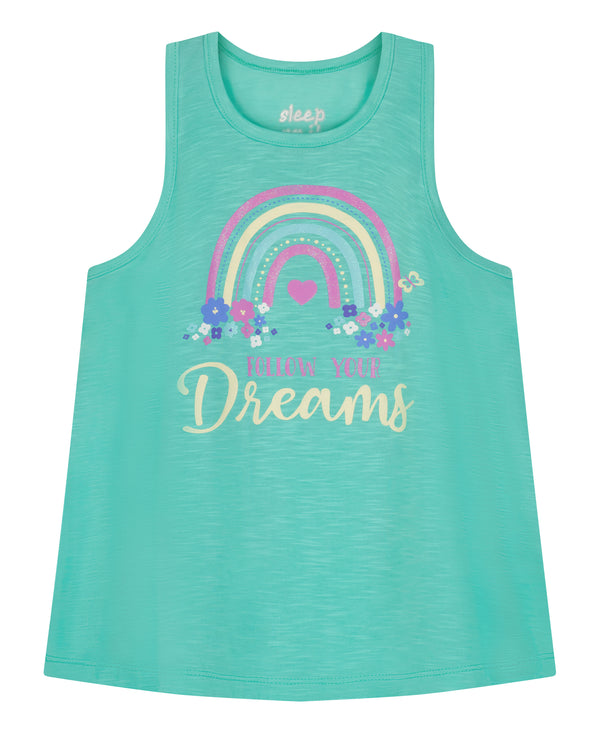 Girls Follow Your Dreams Rainbow 2-Piece Tank Pajama Shorts Sleep Set - Sleep On It Kids