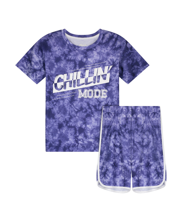 Boys Glow In The Dark Chillin' Mode 2-Piece Pajama Sleep Shorts Set - Sleep On It Kids